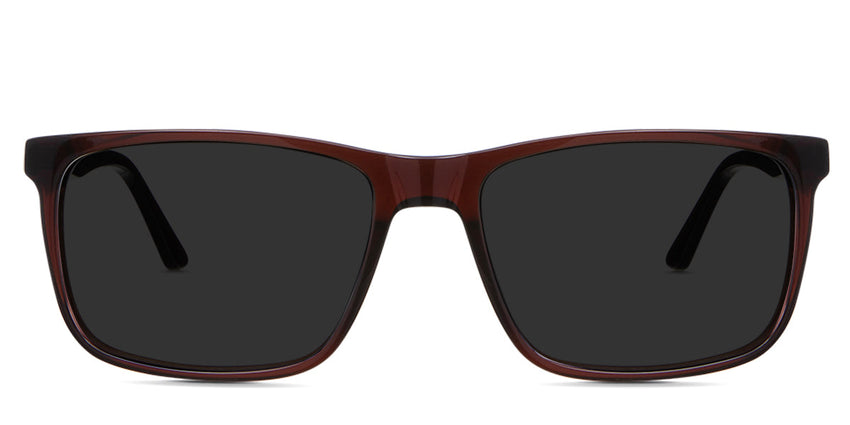 Belio  black tinted Standard Solid sunglasses in burnish variant - is a full rimmed frame with built-in nose pad. 