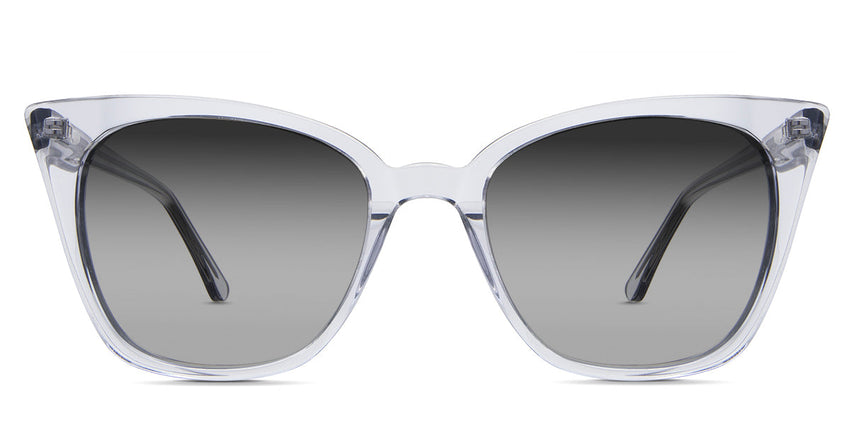 Chantell black tinted Gradient sunglasses in the ice variant is a cat-eye frame with a visible diamond pattern wire core in the temple arm.