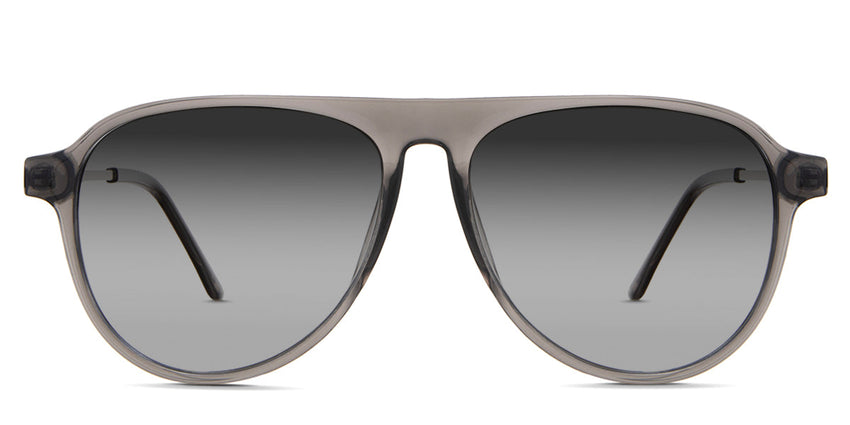 Ebon black tinted Gradient sunglasses in Glaucous variant - it's a clear acetate frame in grey color and have a built-in nose pads with 15mm nose bridge 