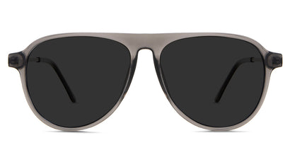 Ebon black tinted Standard Solid sunglasses in Glaucous variant - it's a clear acetate frame in grey color and have a built-in nose pads with 15mm nose bridge 