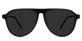 Ebon black tinted Standard Solid sunglasses in Midnight variant - it's a black full rimmed frame and it's an aviator shaped frame with a high nose bridge.