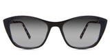 Evie black tinted Gradient sunglasses in the Asphalt variant - is a cat-eye frame with a U-shaped nose bridge and a slim temple arm.