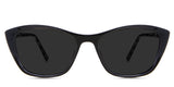 Evie black tinted Standard Solid sunglasses in the Asphalt variant - is a cat-eye frame with a U-shaped nose bridge and a slim temple arm.