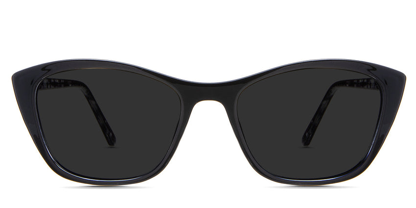 Evie black tinted Standard Solid sunglasses in the Asphalt variant - is a cat-eye frame with a U-shaped nose bridge and a slim temple arm.