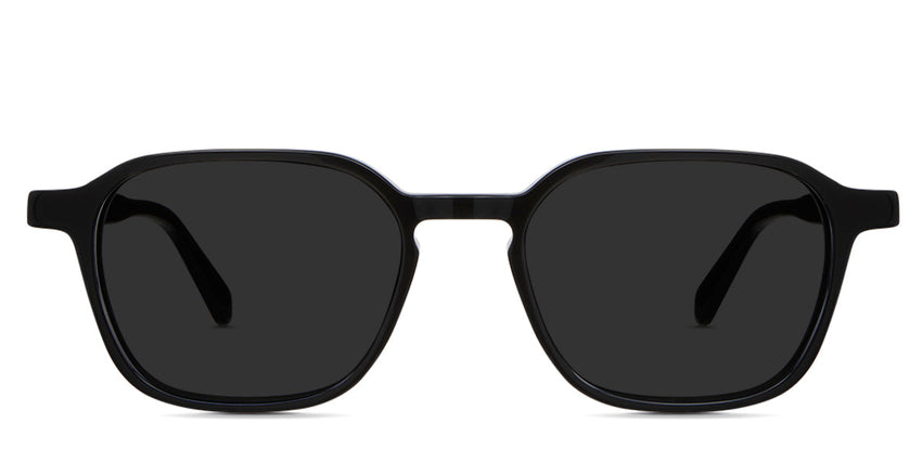 Hank black tinted Standard Solid sunglasses in Midnight variant it's an acetate frame in crystal grey color and have a keyhole-shaped nose bridge.