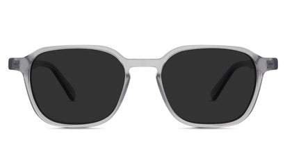 Hank black tinted Standard Solid sunglasses in Sposh variant it's an acetate frame in crystal grey color and have a keyhole-shaped nose bridge.