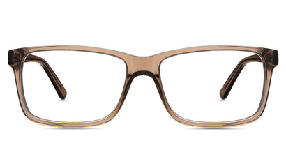 Iniko Eyeglasses in orchard variant - it's a rectangular acetate frame in brown crystal color. 