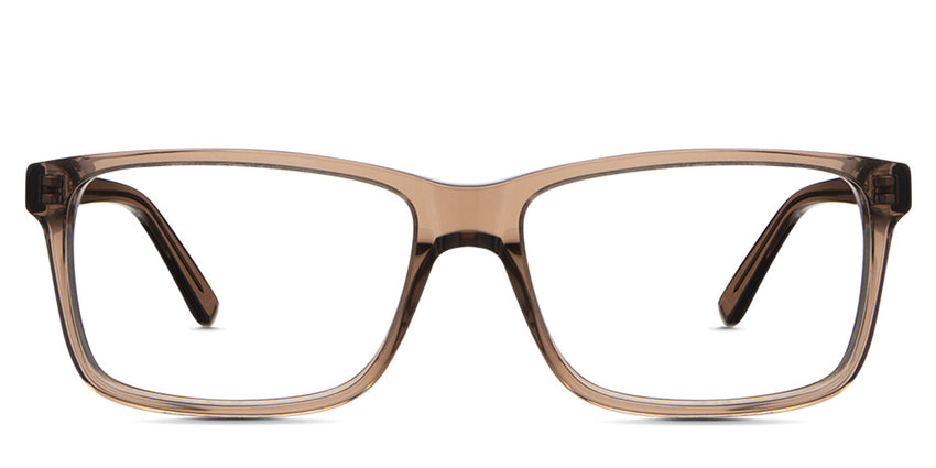 Iniko Eyeglasses in orchard variant - it's a rectangular acetate frame in brown crystal color. 