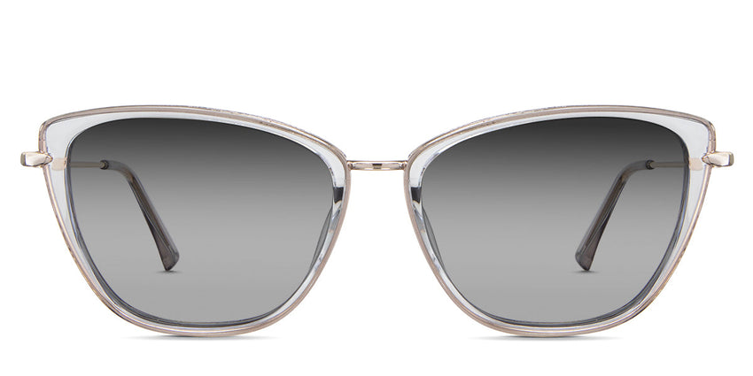 Ira black tinted Gradient sunglasses in the Isabelline - it's a full-rimmed frame in gray crystal color. Have a narrow nose bridge with a built-in nose pad.