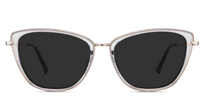 Ira black tinted Standard Solid sunglasses in the Isabelline - it's a full-rimmed frame in gray crystal color. Have a narrow nose bridge with a built-in nose pad.