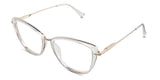 Ira Eyeglasses in the selenite - an acetate frame with a gold metal rim.