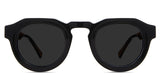 Jax black tinted Standard Solid sunglasses in carob variant - is a narrow, thick acetate frame with 24mm nose bridge and transparent temple arms with visible wire core.