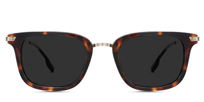 Koa Black Sunglasses Standard Solid in the knox variant - it's a full-rimmed frame with a metal nose bridge, metal arm, and tortoise acetate tips.