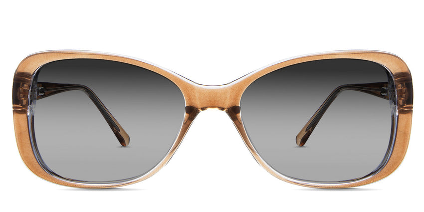 Lois Black Sunglasses Gradient in the ocher variant - is a two-toned oval frame with a slim temple arm.