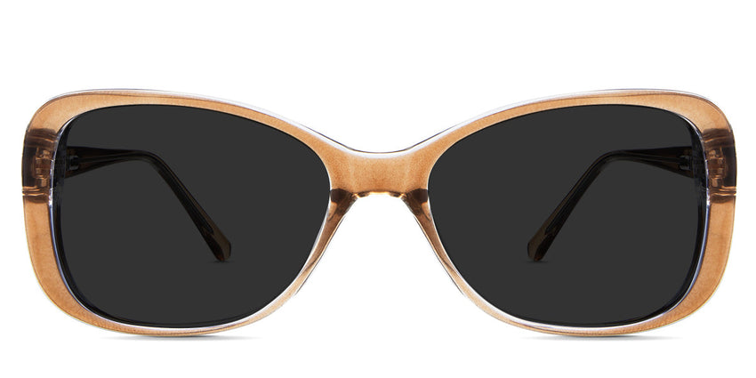 Lois Black Sunglasses Standard Solid in the ocher variant - is a two-toned oval frame with a slim temple arm.