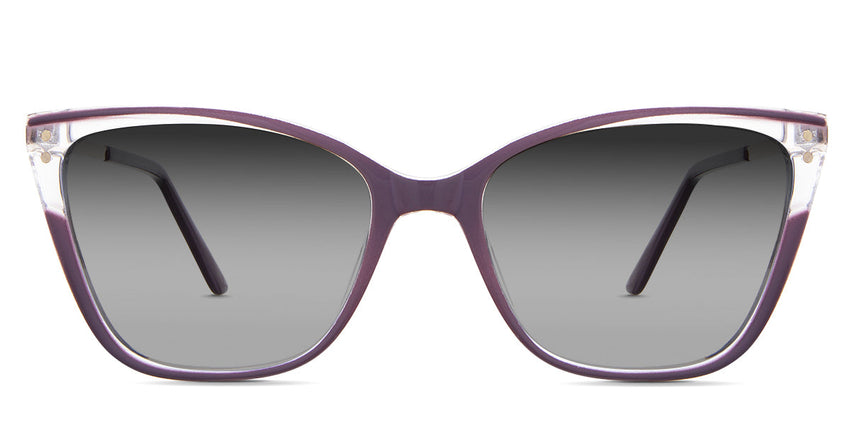 Mila black Gradient in the Biborka variant - is a cat-eye frame with a high U-shaped nose bridge and a combination of metal arm and acetate tips.