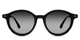 Phlox black tinted Gradient sunglasses in Midnight variant - it's a rounded acetate frame an extended end piece. it has a 20mm U-shaped nose bridge. 