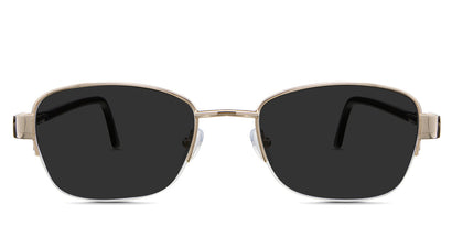 Sadie Black Sunglasses Standard Solid in the camelus variant - is a half-rimmed frame with a regular wide nose bridge, an adjustable nose pad, and an acetate arm.