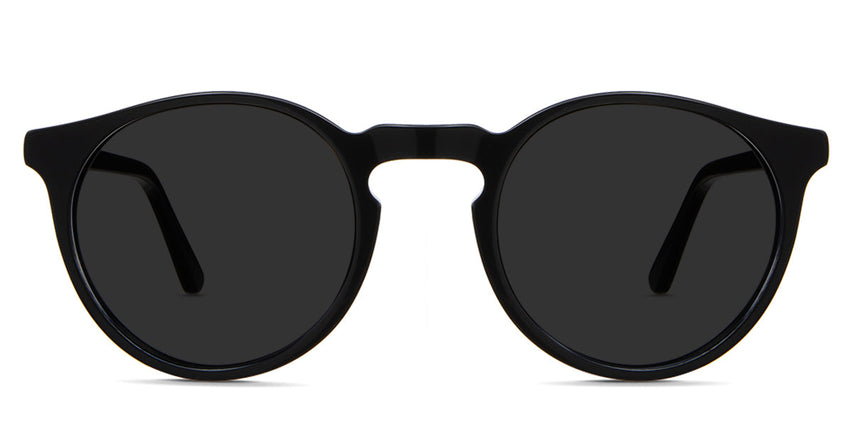 Seraph black tinted Standard Solid sunglasses in Midnight variant - it's a round full rimmed acetate frame in black color and it's a round full rimmed acetate frame in black color 