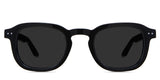 Zuri black tinted Standard Solid sunglasses in midnight variant - is a full rimmed frame with keyhole shaped nose bridge and acetate temple arms. 